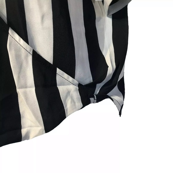 Line & Dot Stripe Long Sleeve Sheer Blouse Size M - Picture 3 of 6